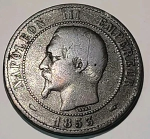 1853 A France Napoleon III Dix 10 Centimes coin - Imagen 1 de 5