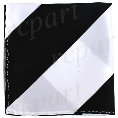 New men's polyester stripes pocket square hankie handkerchief black White formal - Image 1 of 2