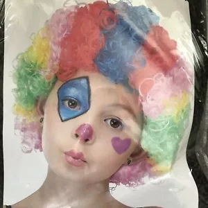 Child Children's Rainbow CLOWN WIG Curly Afro circus carnival disco football - Picture 1 of 3
