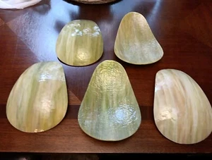 5 antique carmel slag glass curved replacement Repair Panels for lamps & lights - Picture 1 of 10