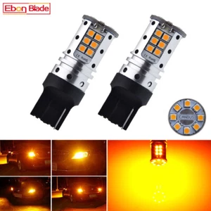 4Pcs T20 7440 W21W CANBUS NO ERROR LED AMBER INDICATOR TURN SIGNAL LIGHT BULBS - Picture 1 of 8