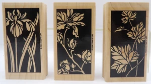 Conjunto de 3 estampillas de jardín botánico con impresión inversa ©2004 Stampin' Up! - Imagen 1 de 2