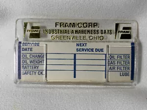 Vintage FRAM CORP. Ölwechsel Service Erinnerung Wechselanhänger, Greenville, Ohio - Bild 1 von 8