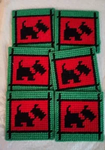 Sechs handgefertigte Untersetzer Hund Design - Bild 1 von 6