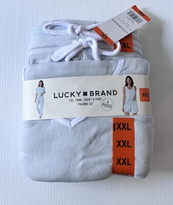 NUEVO con etiquetas • Juego de pijama de felpa francesa de 4 piezas para dama LUCKY BRAND • XXL azul Foto 1 de 4