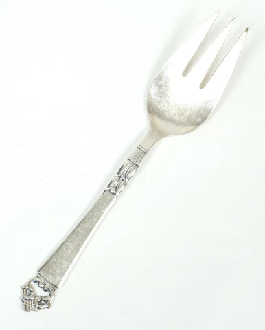 Antique Frigast Danish Crown Sterling Silver 925 Serving Fork No Monogram 8"3/4 Cover