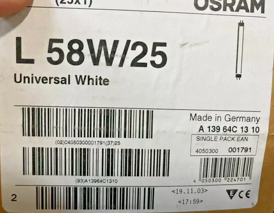 1X OSRAM Leuchtstofflampe L 58W/25  Leuchtstoffröhre Universal-White 1,5 Meter - Bild 1 von 1