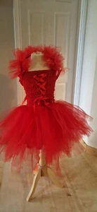Mädchen Schwarz Schwan Hexe Tänzerin Ballett Kostüm Tutu Kleid Kostüm Halloween - Bild 1 von 4