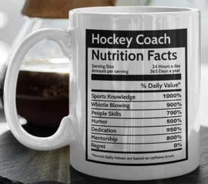 Ice Hockey Coach Nutrition Facts Coffee Mug Gift For Sports Mentor Appreciation - Picture 1 of 7