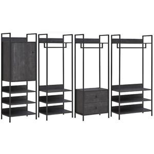 Industrial Shelving Unit Storage Wood With Drawers Clothes Hanging Rail Wardrobe