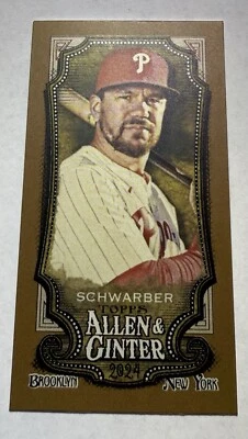 Topps Mini Allen Ginter Gold 2024 Kyle Schwarber #306 Phillies  - Image 1 of 2