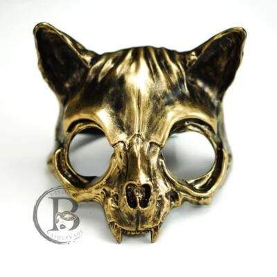 VIP Gold Animal Mask Halloween Costume Steampunk Mask for Men Wolf Hyena Cat Cos - Image 1 of 3