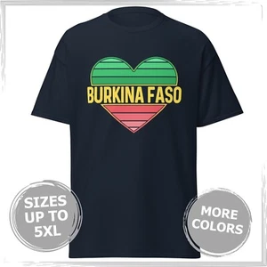 Burkina Faso Heart T-Shirt | Unisex Adults Sizes S-5XL | Burkinese Flag Colors - Picture 1 of 16