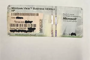 Genuine Windows Vista Business OEMAct license activation product key sticker. - Picture 1 of 1