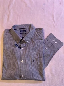 NAUTICA CLASSIC FIT Flex Wrinkle Resistant Button Down Shirt Plaid Blue XXL - Picture 1 of 20