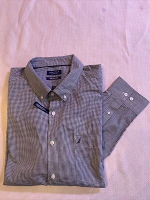 NAUTICA CLASSIC FIT Flex Wrinkle Resistant Button Down Shirt Plaid Blue XXL - Image 1 of 4