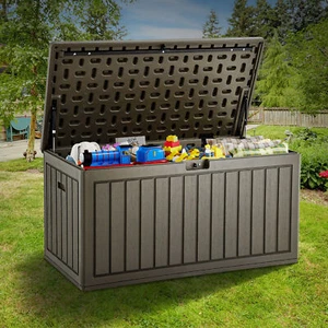 90 Gallon Large Resin Deck Box Outdoor Storage Box Waterproof Patio Garden box - Picture 1 of 6