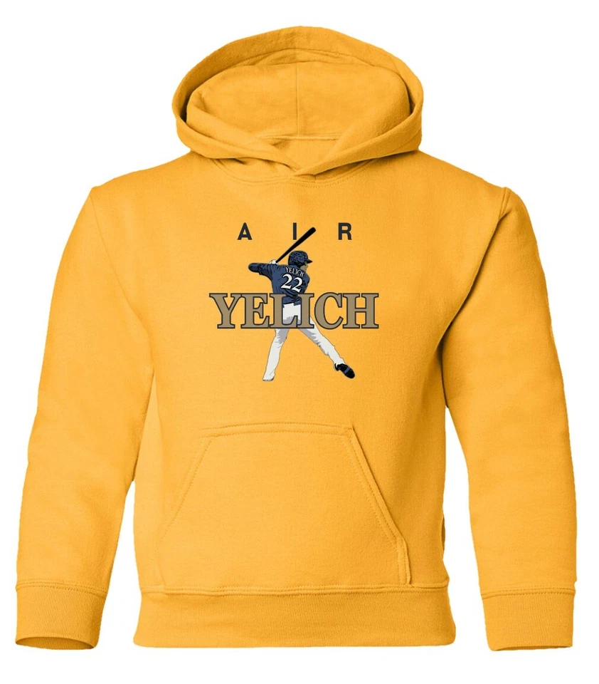 Sudadera con capucha juvenil de béisbol Christian Yelich Milwaukee Brewers MVP AIR PIC Foto 1 de 1