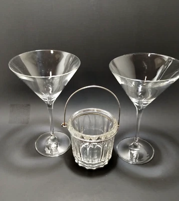 (2) ЯРЛЫК MARTINI стекла ~ (1) винтажный ярлык мини ведро льда ~ добавить куб, сохранить холод ~ MCM - Изображение 1 из 4