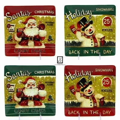 Boston Warehouse SIGNOS DE VACACIONES 6" Juego de platos 4 piezas Muñeco de nieve Santa Kimberly Poloson Foto 1 de 4