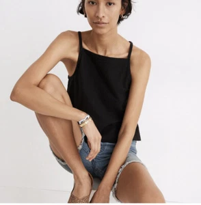 Madewell XXS Seersucker Apron Tank Top Black - Picture 1 of 4