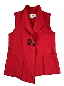 Janska Fleece Vest Womens Size S One Button Asymmetrical Front Lagenlook Artsy - Picture 1 of 9