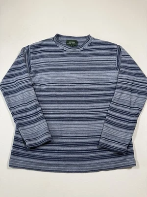 Lauren Ralph Lauren Sweater Womens Medium Blue Striped Linen Silk Roll Neck Logo - Image 1 of 4