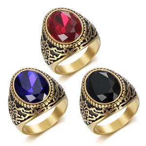 Retro Arabischer Stil Mode 18K Echt Vergoldet Edelstein Ring - Bild 1 von 4
