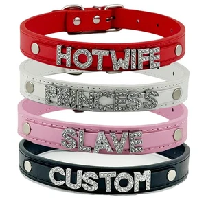 Collar Personalizado Letras Papá Esclavo Estrás Bdsm Chocker Collar Angélico - Imagen 1 de 10