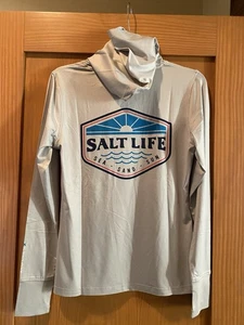 Salt Life Women’s Sea Sand Sun SLX Performance Lt. Gray Hoodie Shirt NWT S - Picture 1 of 7