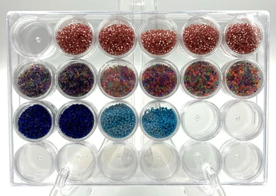 24 Glass Seed Bead Pink/Purple/Blue/Multi Color Set with Organizer - Image 1 of 3