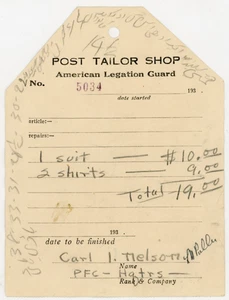 1930s U.S. Marine Corps American Legation Peking China Post Tailor Shop #6E - Picture 1 of 2