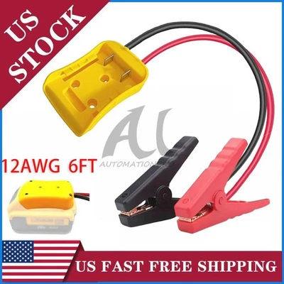 AUTOMATIONPRO Battery Adapter For Dewalt with 6FT Jumper Cable Clamp Battery Jumper Starter