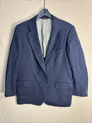 Blazer Barneys New York 46R Calce Ajustado Azul Marino Tiza Rayas 100% Lana EE. UU. Sin Etiqueta de Talla Foto 1 de 4