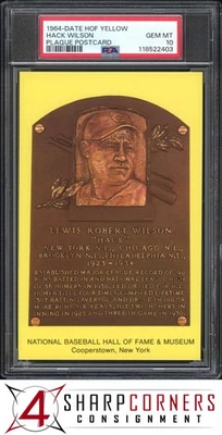 1964-DATE HALL OF FAME YELLOW PLAQUE POSTCARD HACK WILSON HOF POP 1 PSA 10 - Image 1 of 2