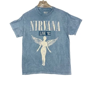 Nirvana T-Shirt Mens Medium Blue In Utero Live '93 Tour Rock Band Tee Retro - Picture 1 of 10