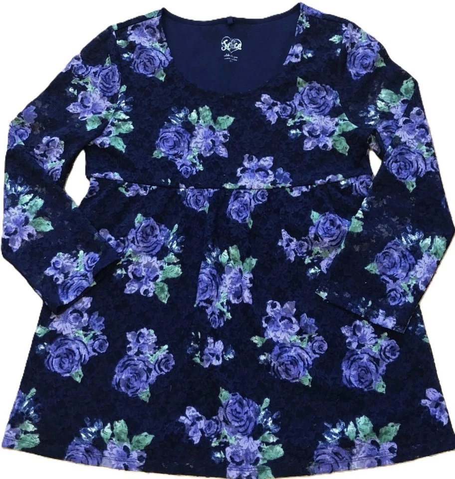 Новый темно-синий справедливости фиолетовый цветочный кружева качели верхняя рубашка размер 18 новый с Ярлыками - Изображение 1 из 1