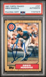 Cubs Greg Maddux Authentic Signed 1987 Topps Traded #70T Rookie Card PSA Slabbed - Picture 1 of 2