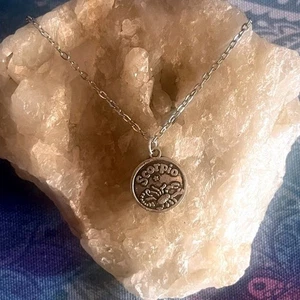 Scorpio Tibetan Silver Zodiac Astrology Star Sign Scorpion Chain Necklace -New - Picture 1 of 5