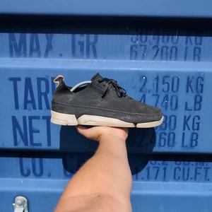 UK 10 - Scarpe da ginnastica Clarks Originals Trigenic Flex in pelle nera Vibram Trainer 736 - Foto 1 di 12
