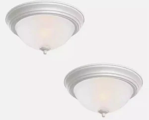 13 in. 2-Light Flush Mount Frosted Glass Shade, White Finish, 2-Pack - Picture 1 of 3