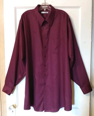 Camisa de vestir Geoffrey Beene para hombre satén vino abotonada talla 19-37/38 alta Foto 1 de 4