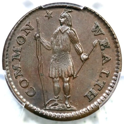 1787 R 4-B R-4 PCGS MS 63 Bn Massachusetts Half Cent Colonial Copper Coin 1/2c - Image 1 of 3