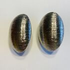 Vintage Clip On Earrings Chunky Silvertone Textured Domed Ovals Runway Jewelry