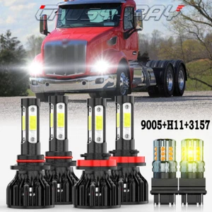 6 Bulbs 9005 H11 For Peterbilt 579 587 Trucks LED Headlight Kit Hi/Lo Beam white - Picture 1 of 16