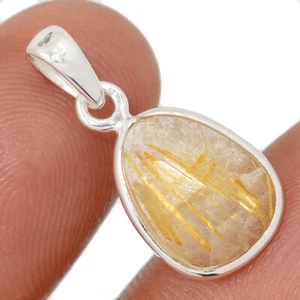Faceted Natural Golden Rutile - Brazil 925 Silver Pendant Jewelry CP68773 - Picture 1 of 1