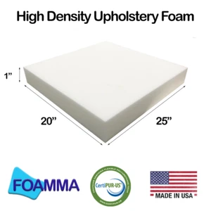 Foamma 20" x 25" Upholstery Foam, High Density, New Cushion Replacement - Picture 1 of 8