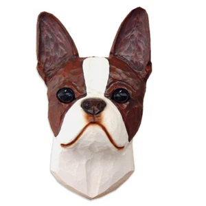 Boston Terrier Head Plaque Figurine Seal - Picture 1 of 1