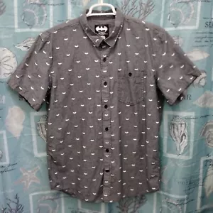 DC Comic Batman Herren Kurzarm Button Up Logo Hemd Gr. XL grau schwarz - Bild 1 von 8