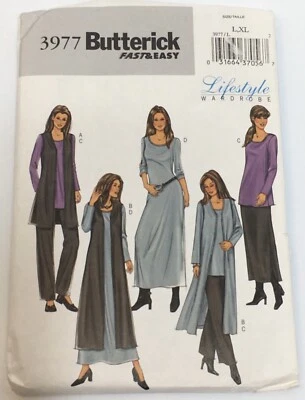 Dress Vest Tunic Pants Skirt Size L B3977 Cut Sewing Pattern - Image 1 of 2